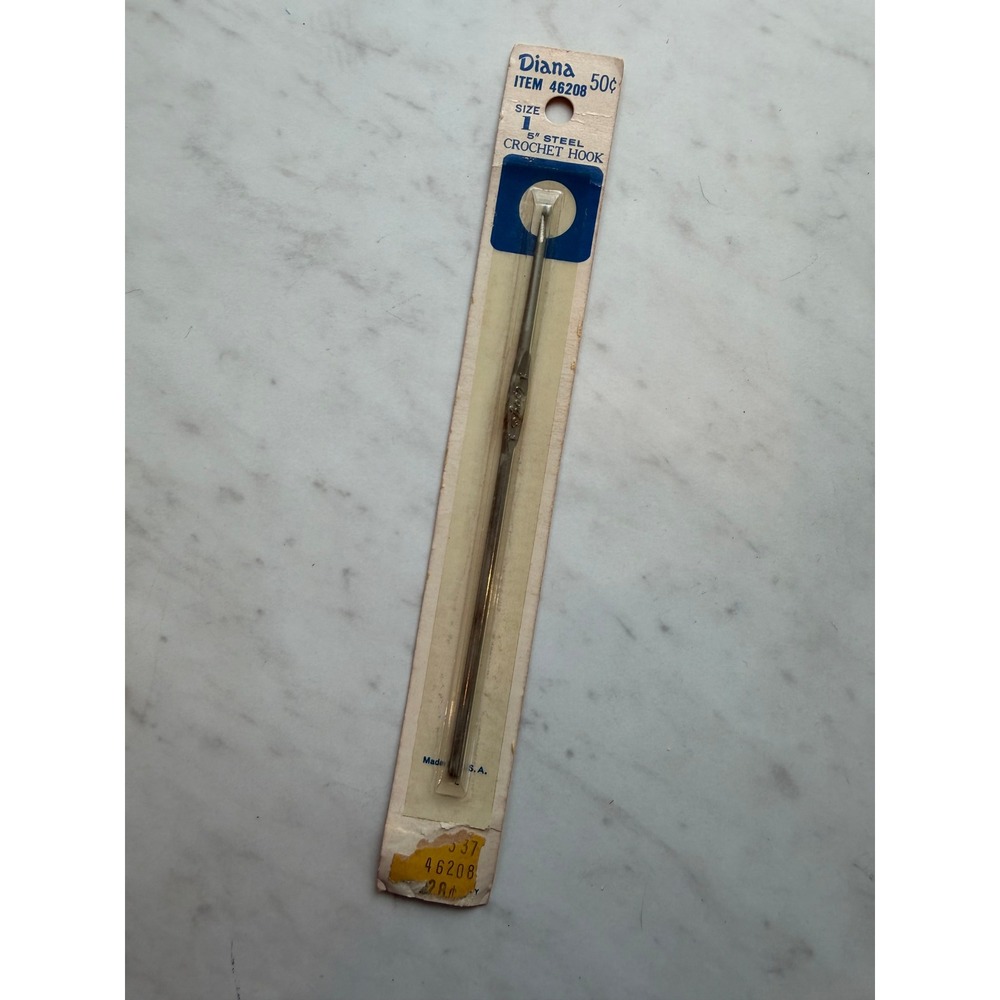 VTG Diana Crochet Hook Size 1 Silver Knitting Needle USA‎ Made 46208